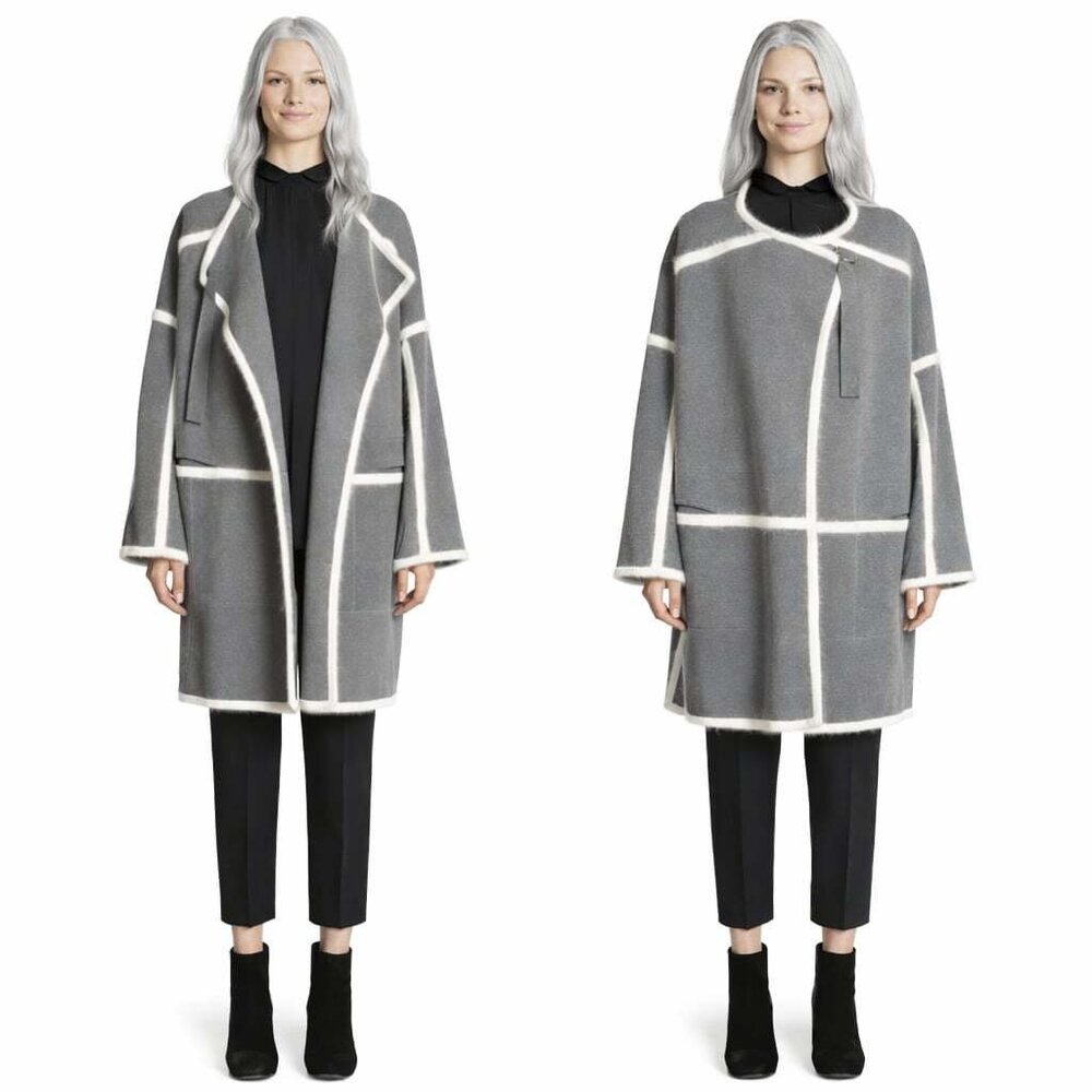 Italian-Made Wool Angora Oversized Blanket Coat Cardigan M Quiet Luxury EUC